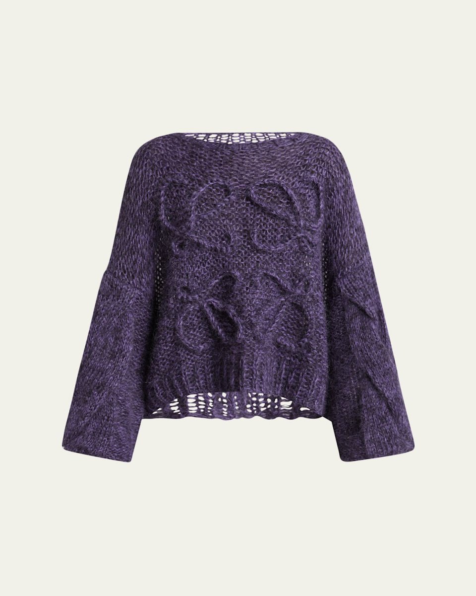 Open Knit Anagram Mohair Wool Sweater